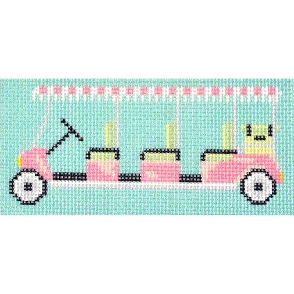 Palm Beach Golf Cart Canvas with Stitch Guide Printed Canvas Needlepoint To Go  - 1