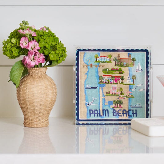 Palm Beach Map on 13 Printed Canvas Kirk & Bradley 
