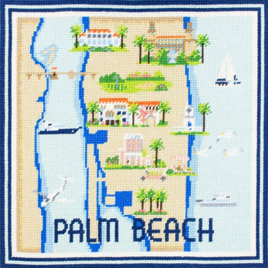 Palm Beach Map on 13 Printed Canvas Kirk & Bradley 