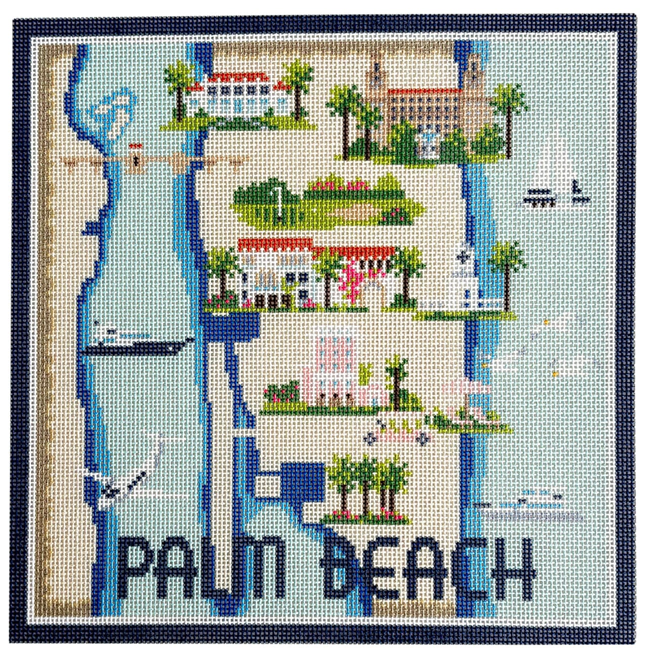 Palm Beach Map on 13 Printed Canvas Needlepoint To Go  - 3