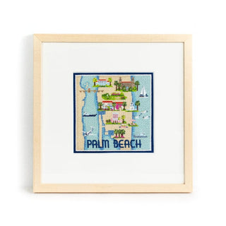 Palm Beach Map on 18 with Stitch Guide Printed Canvas Needlepoint.Com 
