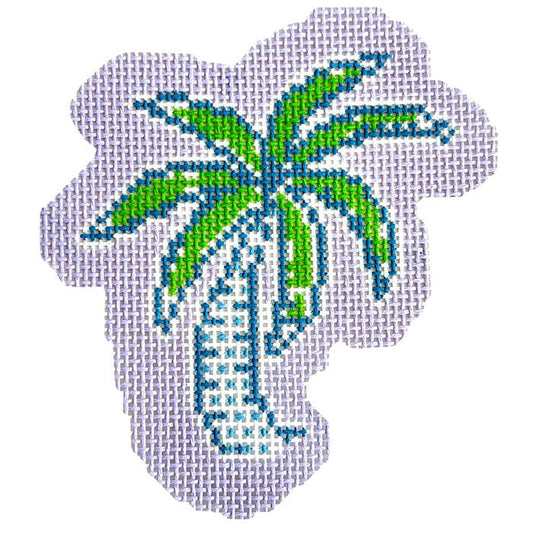 Palm Tree Ornament on Lilac Painted Canvas Thorn Alexander 
