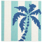 Palm Tree Stencil on Aqua Coaster Printed Canvas Two Sisters Needlepoint 