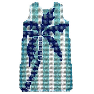 Palm Tree/Aqua Mini Shift Printed Canvas Two Sisters Needlepoint 

