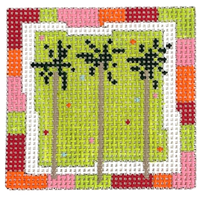 Palm Trees on Green Small Square Painted Canvas Pippin  - 1
