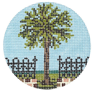 Palmetto Gate 3" Ornament Painted Canvas Needle Crossings 
