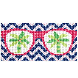 Palms Eyeglass Case Printed Canvas Two Sisters Needlepoint 
