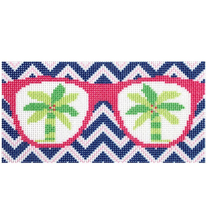 Palms Eyeglass Case Printed Canvas Two Sisters Needlepoint 
