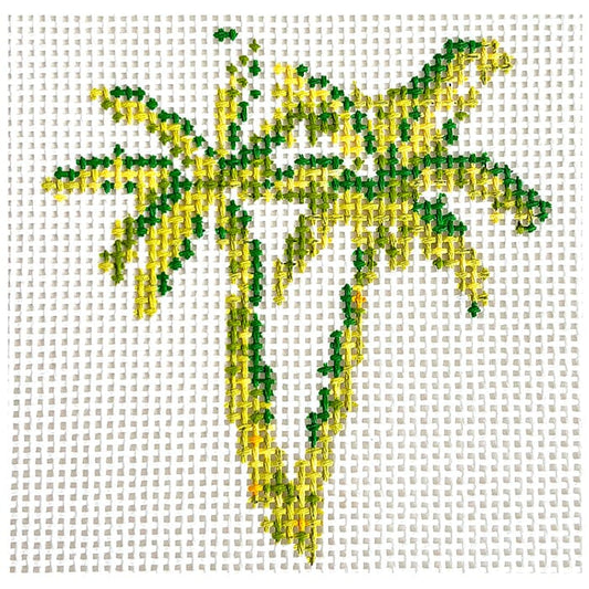 Palms Pair 4x4 Painted Canvas Blue Waters Needlepoint 