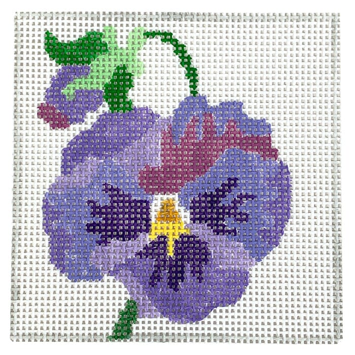 Pansy Coaster 3 - Purple Painted Canvas Jean Smith 