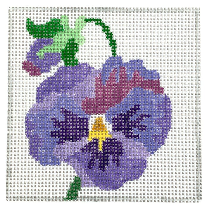 Pansy Coaster 3   Purple Painted Canvas Jean Smith  - 1