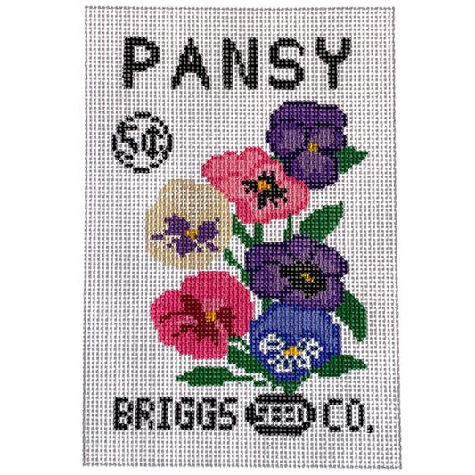 Pansy Seed Packet Painted Canvas Laura Love Designs 