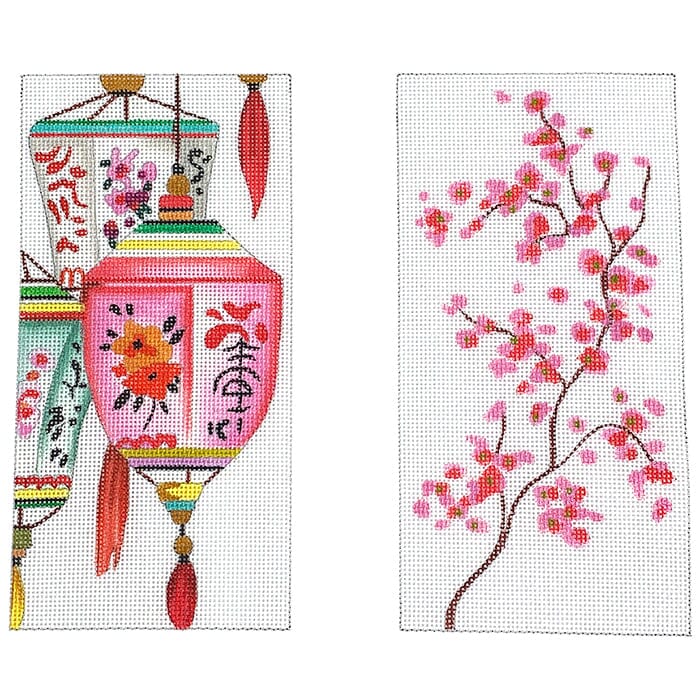 Paper Lanterns & Cherry Blossoms Eyeglass Case Painted Canvas Colors of Praise 