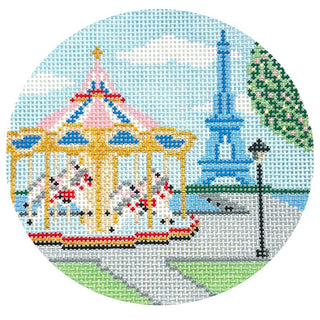 Parisian Day Carousel Play Round Painted Canvas Morgan Julia Designs 
