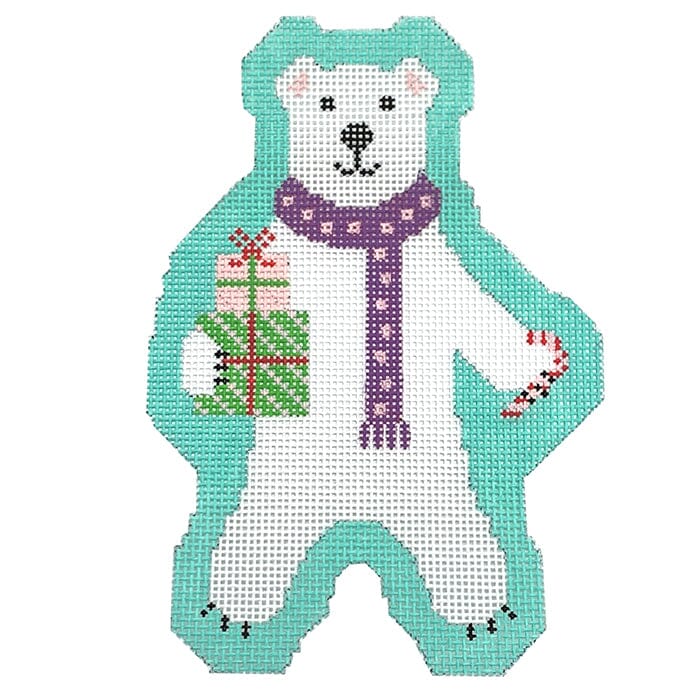Parker the Polar Bear Painted Canvas Stitch Rock Designs  - 1