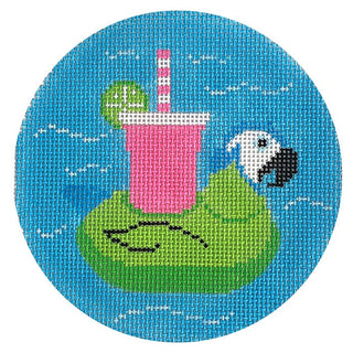 Parrot Floatie 4" Round Painted Canvas Rachel Donley 
