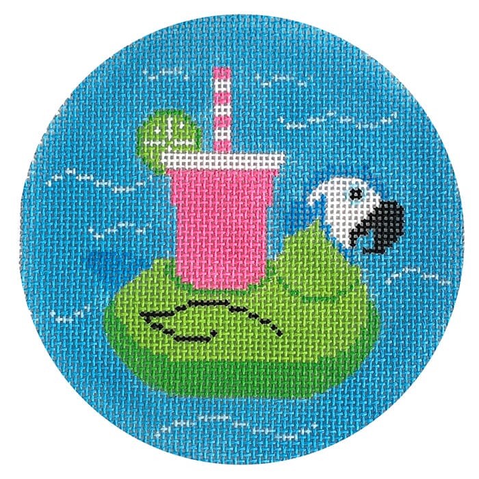 Parrot Floatie 4" Round Painted Canvas Rachel Donley 
