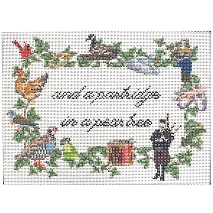 Partridge in a Pear Tree Sign Painted Canvas The Gingham Stitchery  - 1