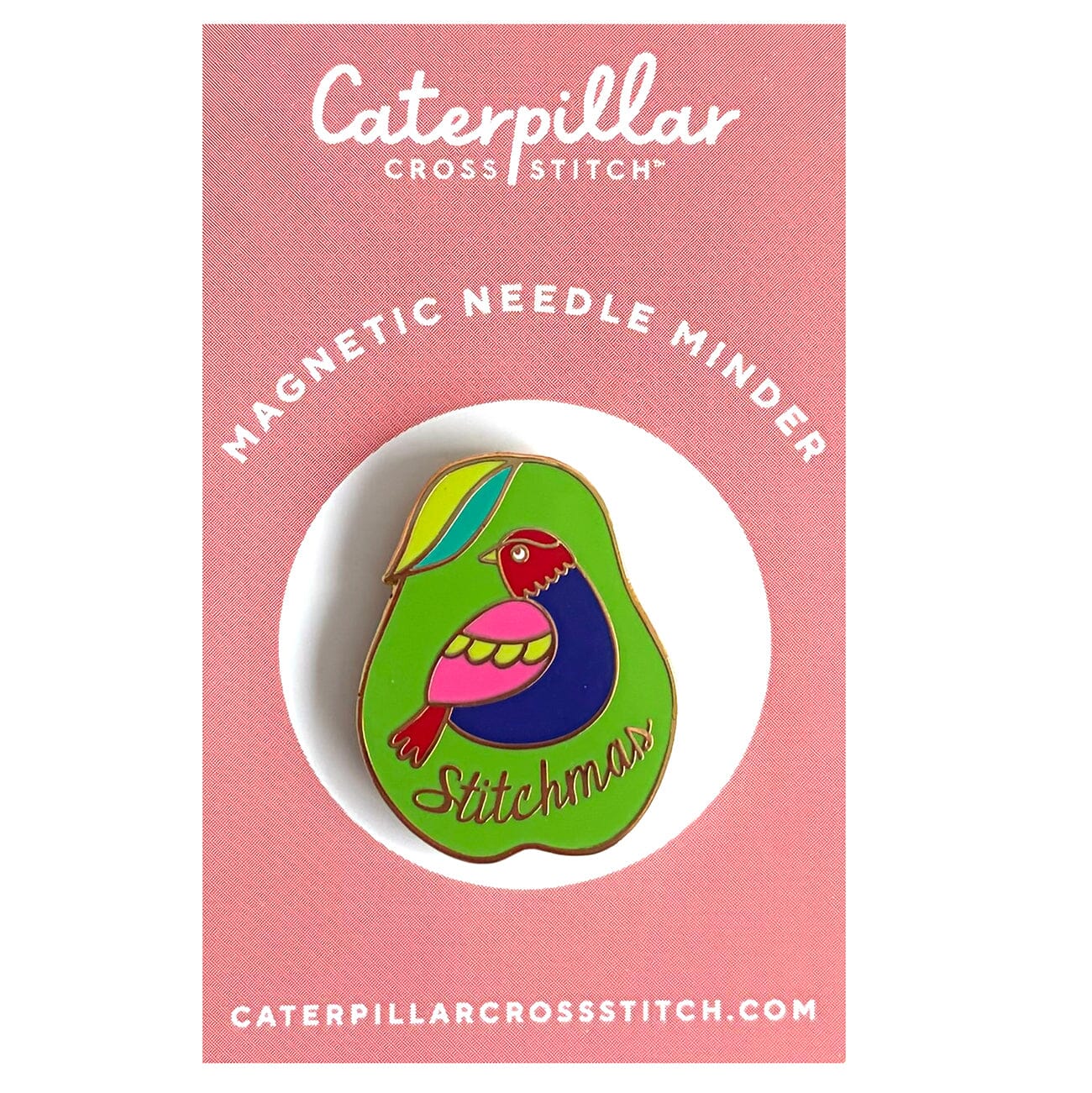 Partridge Pear Enamel Needleminder Accessories Caterpillar Cross  - 1