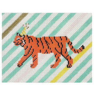 Party Tiger on Stripes Painted Canvas KCN Designers 
