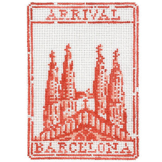 Passport Stamp   Barcelona Painted Canvas Audrey Wu Designs 
