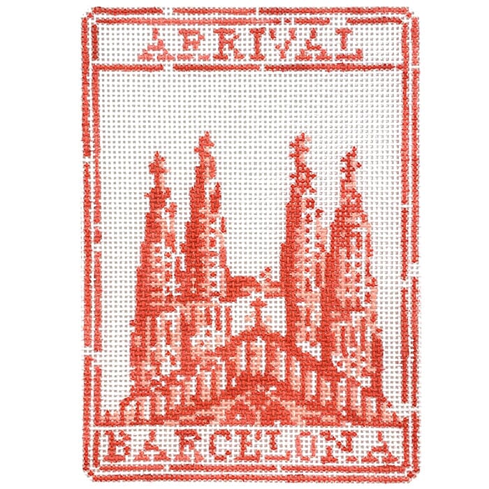 Passport Stamp   Barcelona Painted Canvas Audrey Wu Designs 
