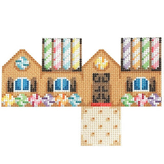 Pastel Cane Roof Mini Cottage Printed Canvas Two Sisters Needlepoint 
