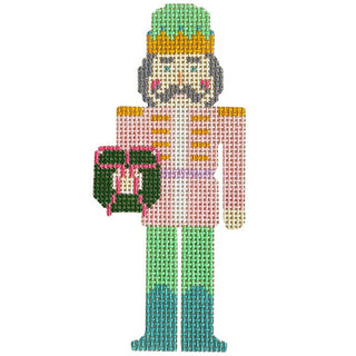 Pastel Christmas Nutcracker Printed Canvas SLS Needlepoint 
