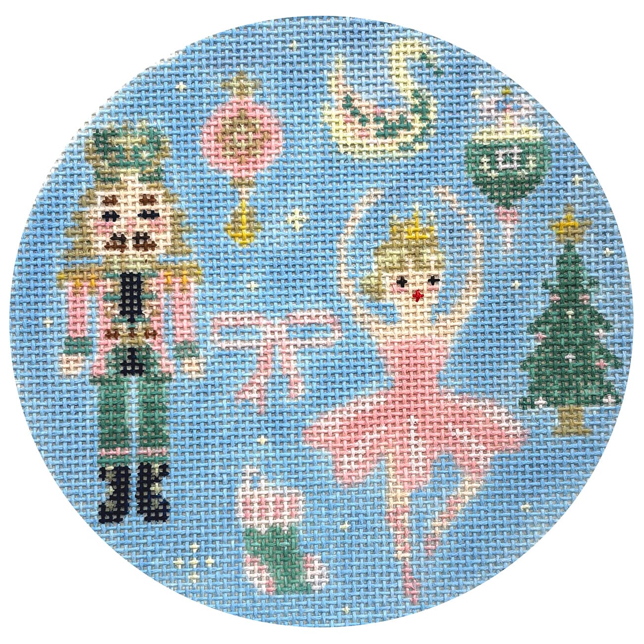 Pastel Nutcracker Round Painted Canvas Arden Gray Co.  - 1