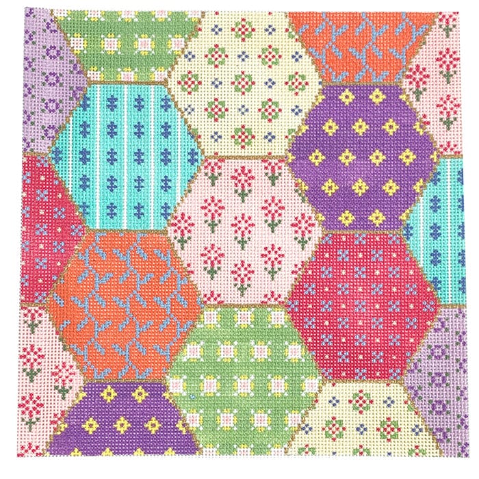 Patchwork Quilt Pillow Painted Canvas Stitch Rock Designs  - 1