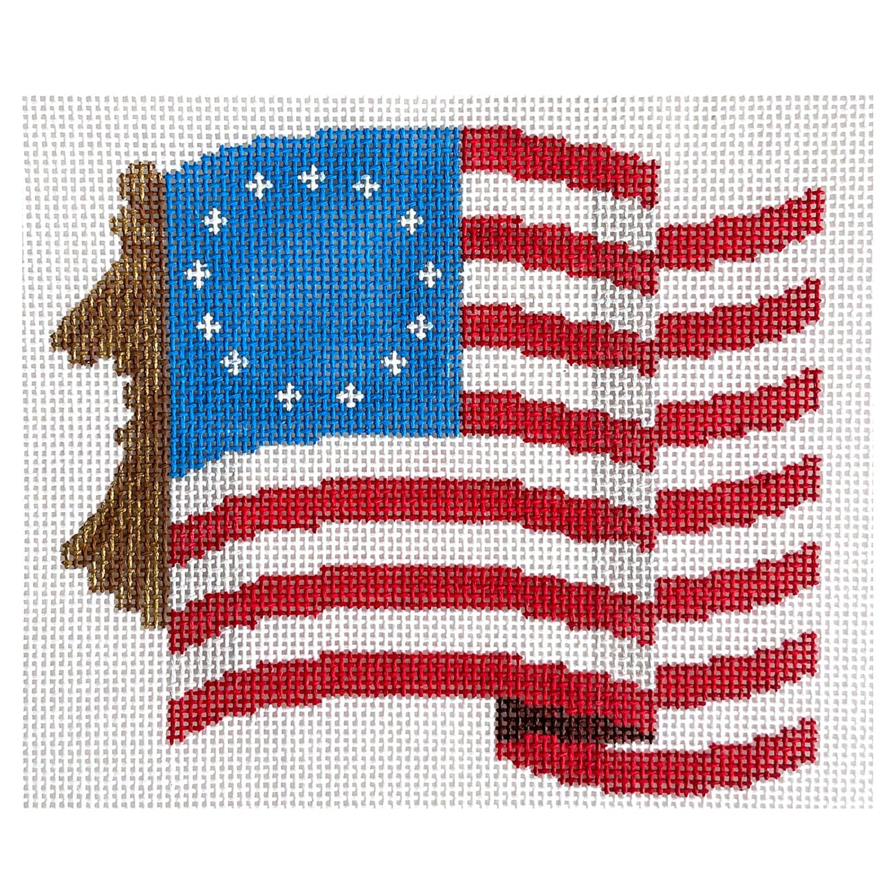 Patriotic Ornaments   Flag Painted Canvas Labors of Love Needlepoint  - 1