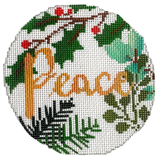 Peace Ornament White & Gold Painted Canvas Laura Love Designs 