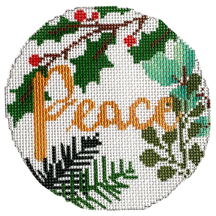 Peace Ornament White & Gold Painted Canvas Laura Love Designs 
