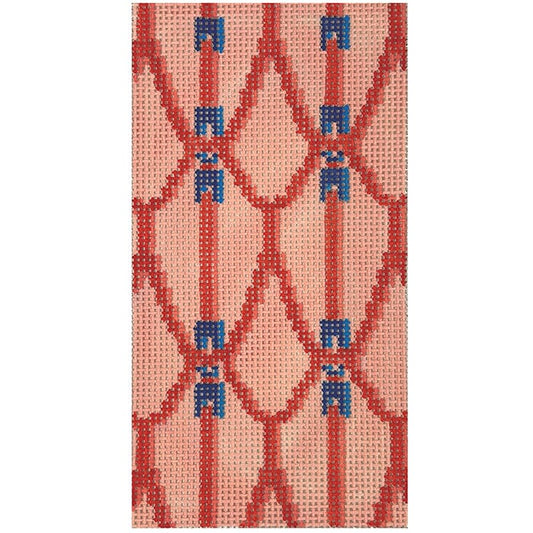 Peach Saddle Eyeglass Case Painted Canvas Anne Fisher Needlepoint LLC 
