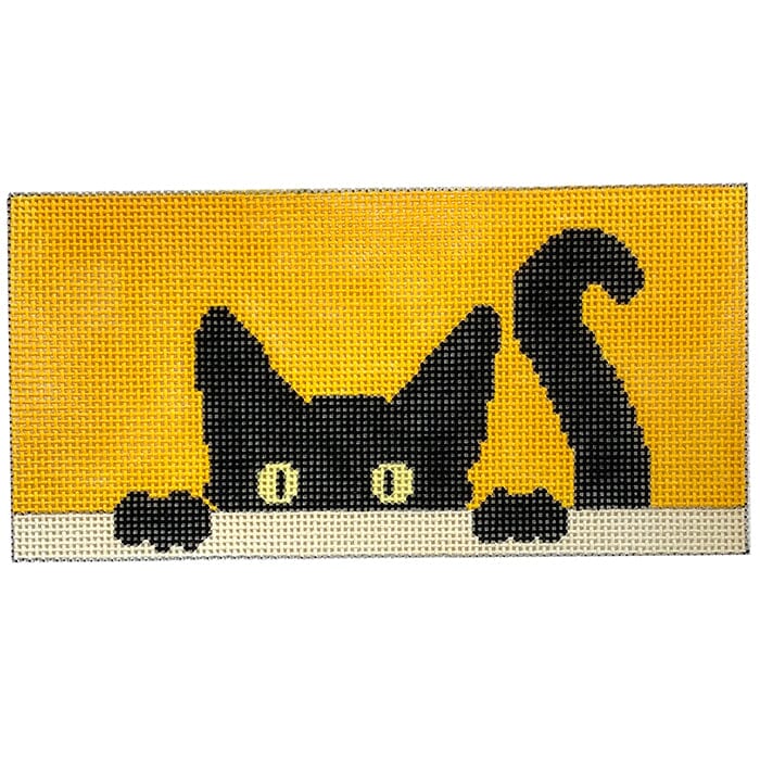 Peeky Kitty 3x6 Insert Painted Canvas Eye Candy Needleart  - 1