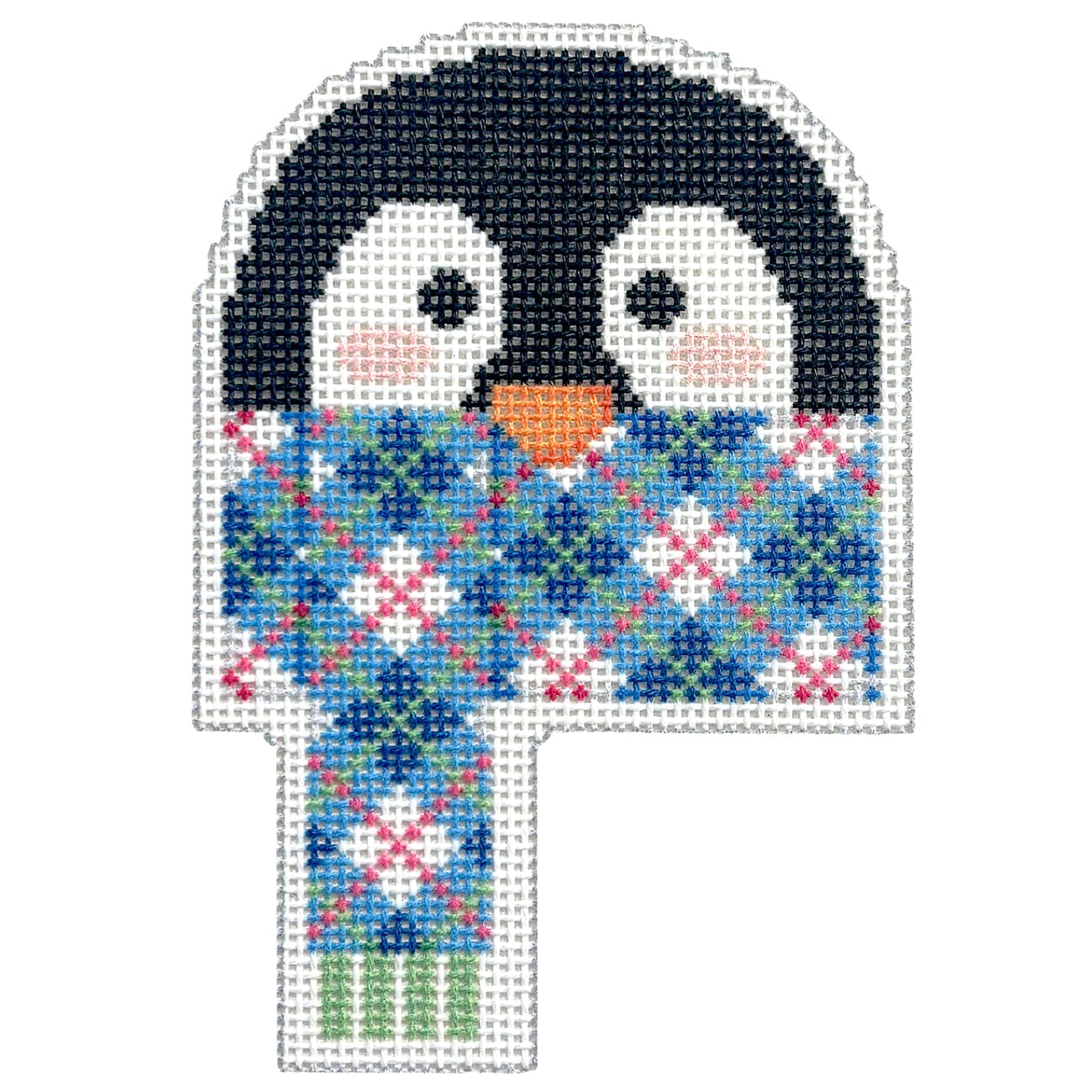 Penguin/Argyle Scarf Printed Canvas Two Sisters Needlepoint  - 1