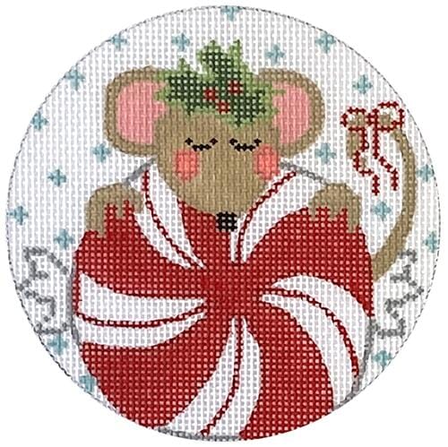 Peppermint Mouse Ornament on 13 Painted Canvas Danji Designs 