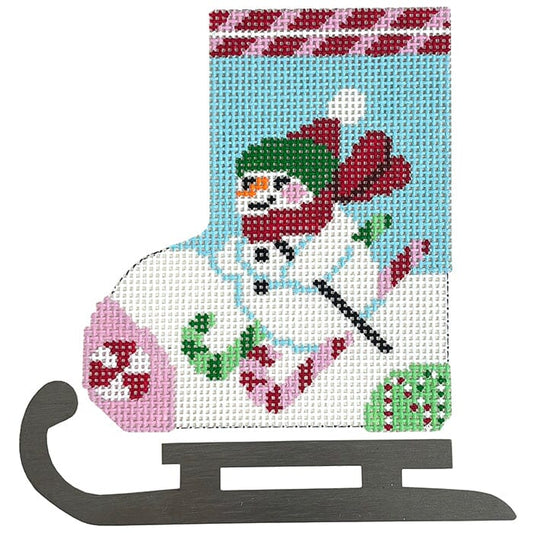 Peppermint Skier Mini Skate Ornament Painted Canvas Shelly Tribbey 