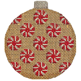 Peppermints on Gold Ball Ornament
