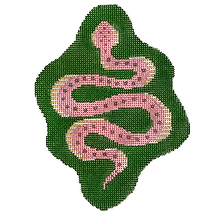 Petite Snake   Green Painted Canvas The Plum Stitchery 

