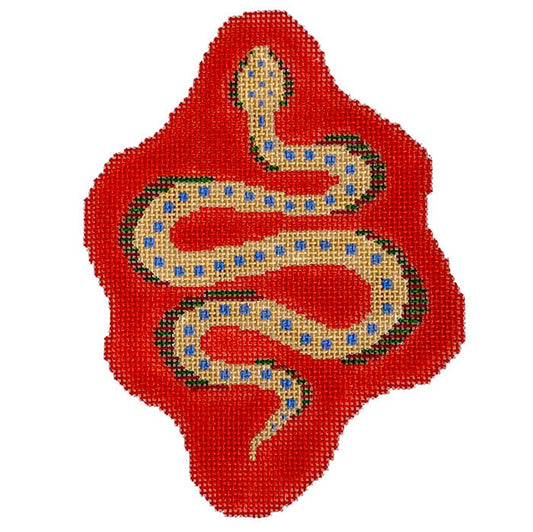 Petite Snake - Red Painted Canvas The Plum Stitchery 