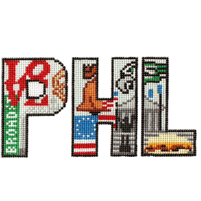 PHL Letters - Philadellphia - 13 mesh Painted Canvas Atlantic Blue Canvas 