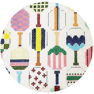 Pickle Paddle Round Painted Canvas Mopsey Designs 

