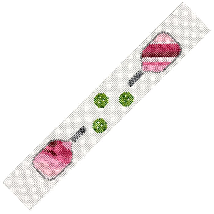 Pickleball Key Fob - Pink Paddles Painted Canvas Lauren Bloch Designs 