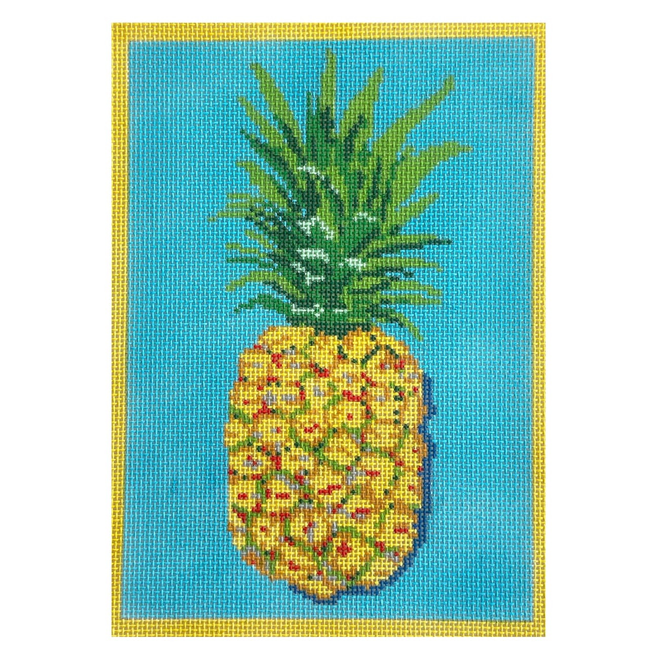 Pineapple on Blue Painted Canvas Initial K Studio  - 1
