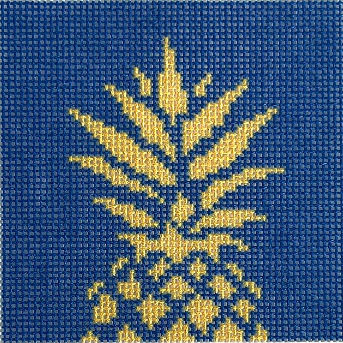 Pineapple Stencil Insert/Navy Printed Canvas Two Sisters Needlepoint 
