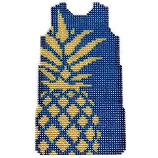 Pineapple Stencil Mini Shift/Navy (copy) Printed Canvas Two Sisters Needlepoint 

