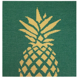 Pineapple Stencil/Green Printed Canvas Two Sisters Needlepoint 
