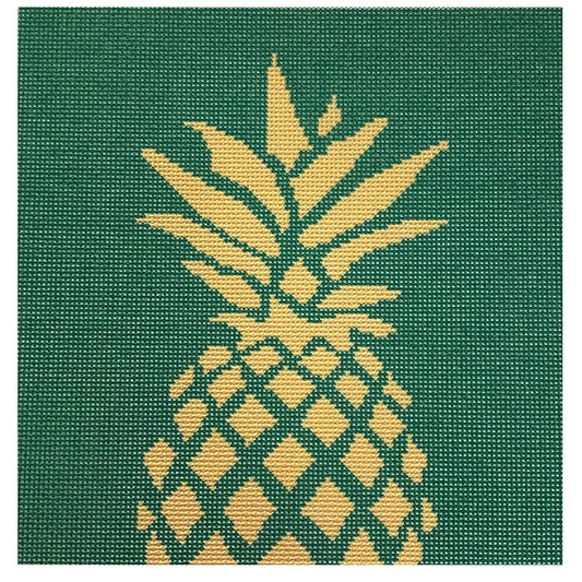 Pineapple Stencil/Green Printed Canvas Two Sisters Needlepoint 