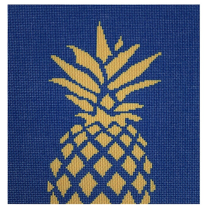 Pineapple Stencil/Navy Printed Canvas Two Sisters Needlepoint 
